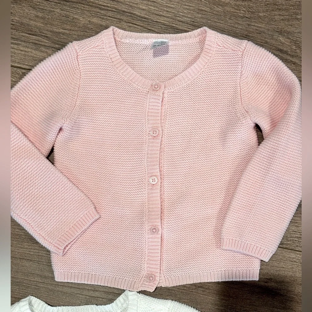 Carter’s Girls 24 Months White and Light Pink Button Up Knit Textured Cardigans - Picture 3 of 8